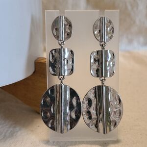 Unknown Brand Silver Geometric Dangle Earrings Ladies Pre-Owned‎ Evening Out